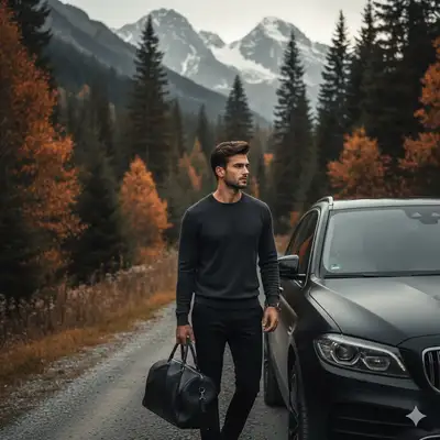 Cinematic Autumn Luxury SUV Lifestyle Photo