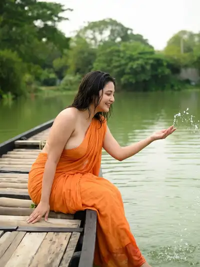 Photorealistic Indian Woman on Boat by River