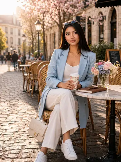 Sunlit Street Café Portrait