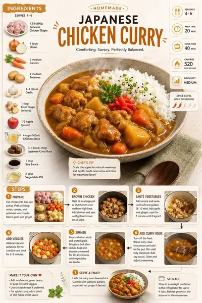 Japanese chicken curry recipe infographic poster
