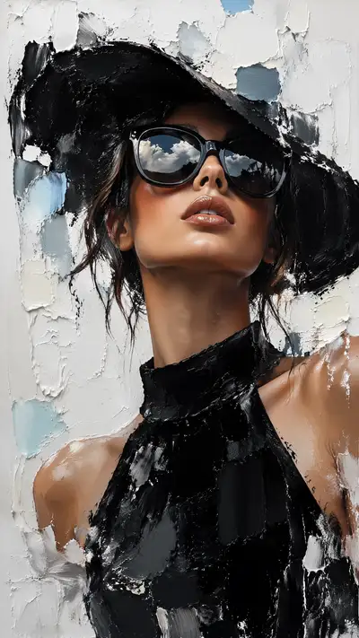 Mixed Media Fashion Portrait With Palette Knife Painting