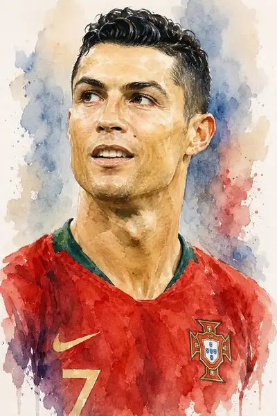 Watercolor Portrait of Ronaldo and Messi