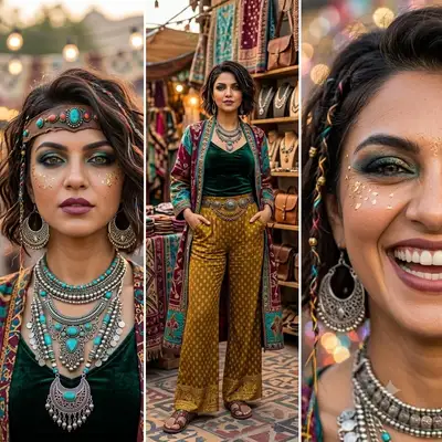 Cinematic Portrait of Bohemian Woman in Bazaar