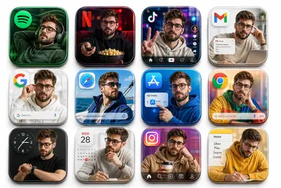 3D App Icon Grid Featuring the Same Person in 12 Styles