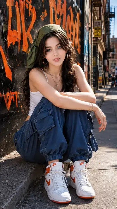 Sunlit Graffiti Street Portrait