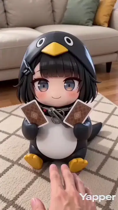 Loopende Baby-Pinguin-Wackelanimation mit rhythmischen Geräuschen