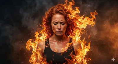 Woman on Fire Cinematic Portrait