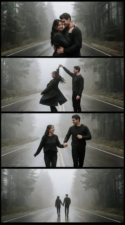 Foggy Forest Road Romance Film Strip