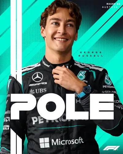 Formula 1 pole position announcement poster for a race driver