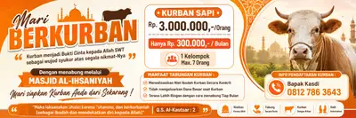 Cow-sacrifice savings program poster (Indonesian, orange theme)