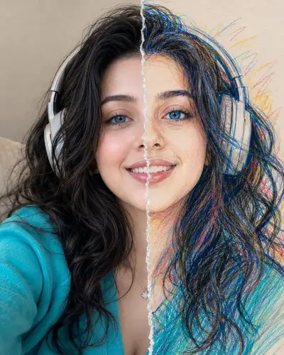 Ultra-Realistic Mixed-Media Split Portrait