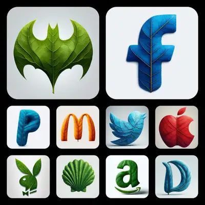 Photorealistic Leaf-Shaped Brand Logo Prompt