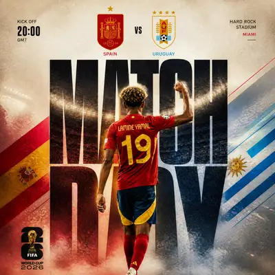 Match day football poster with bold team typography