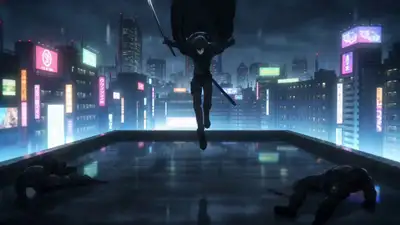 Dark Anime Rooftop Fight Sequence