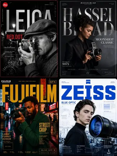 Luxury camera brand celebrity advertising poster set