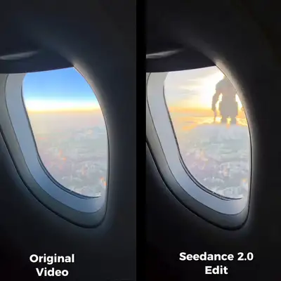 巨大なバイキングの神が実写映像を歩く、Seedance