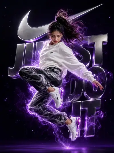 Cinematic Sports Fashion Poster of Mid-Air Dance Jump