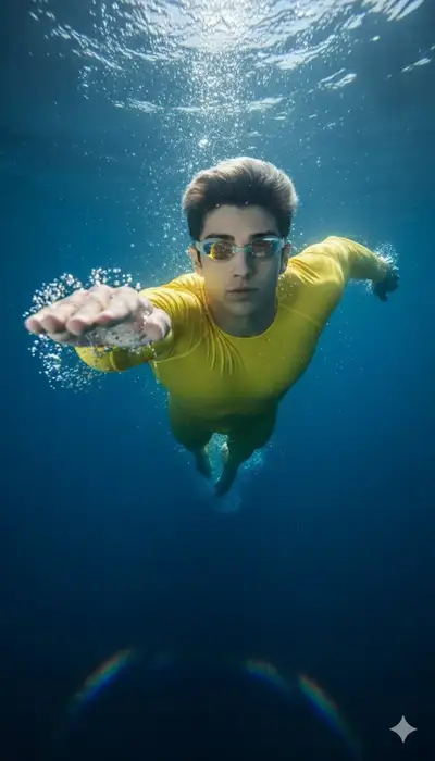 Unterwasser-Schwimm-Actionfoto aus einem Foto