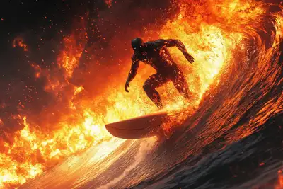Volcanic Magma Flow Lava Surfer Image