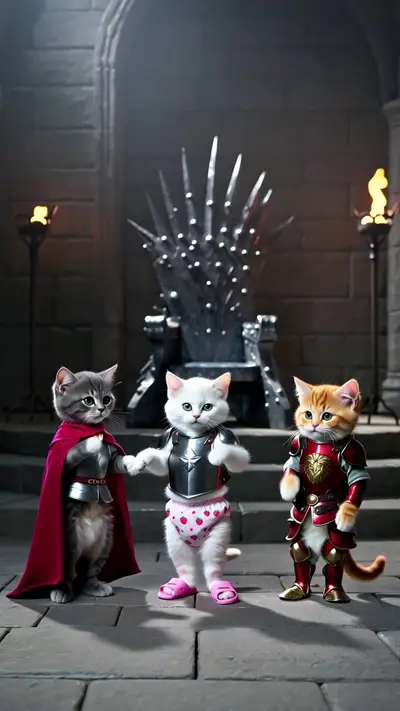 Medieval Throne Room Kittens Dancing