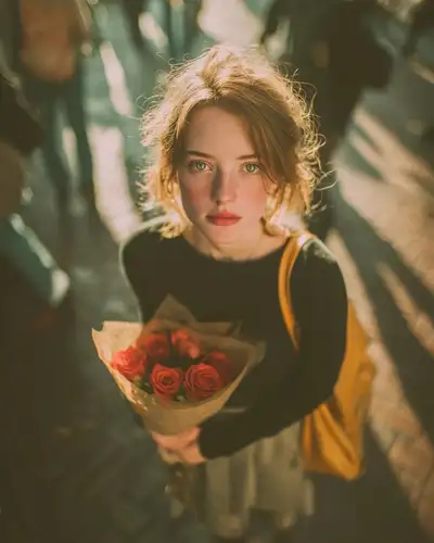 Cinematic Golden Hour Portrait with Roses
