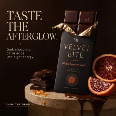 Velvet Bite luxury chocolate bar flavor campaign