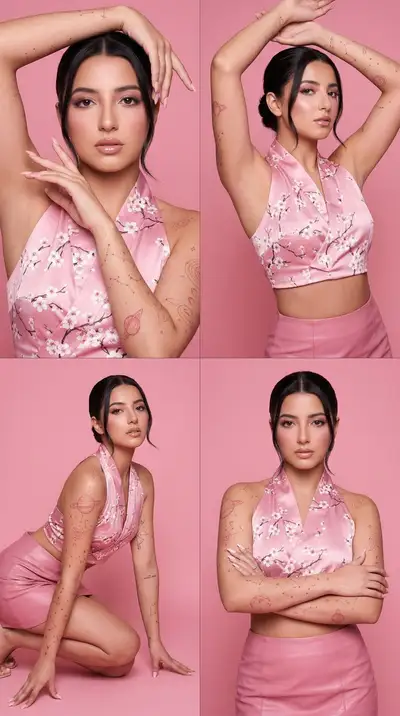 Pink Luxury Fashion Editorial 2x2 Grid