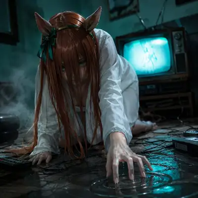 贞子风格恐怖cosplay肖像模板