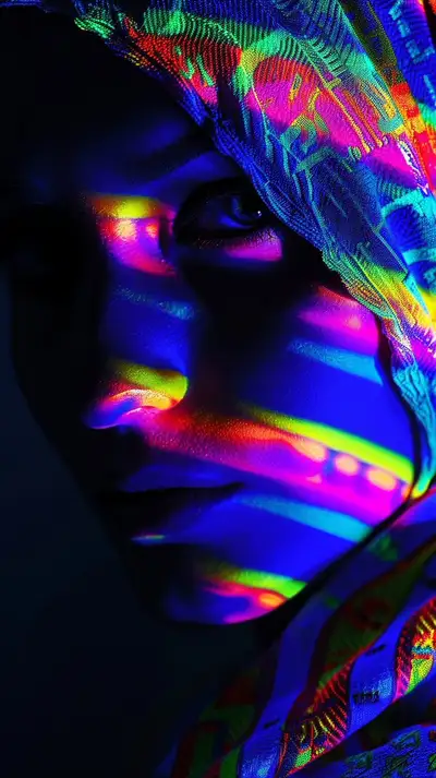 Midjourney Optical Illusion Neon Prompt