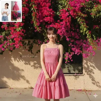 Photorealistic Woman in Floral Setting