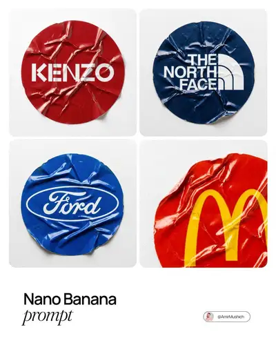 Crumpled vinyl brand sticker macro product shot