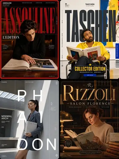 Luxury book brand celebrity campaign poster set