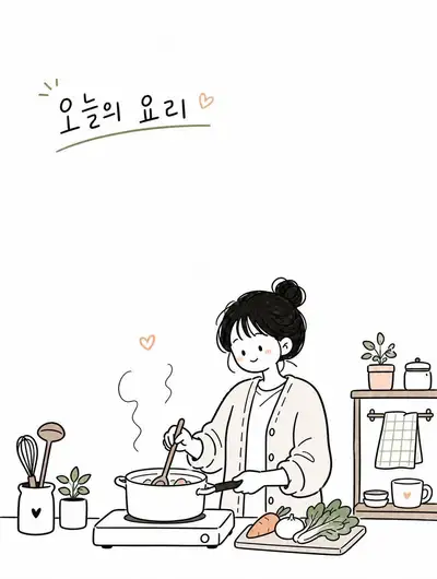 Niedliche koreanische Doodle-Editorial-Illustration für jedes Thema