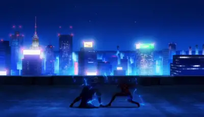 Anime Fighters Clash with Glitch Effects