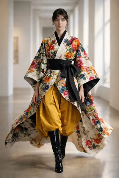Avant-Garde Kimono Fashion Runway Portrait