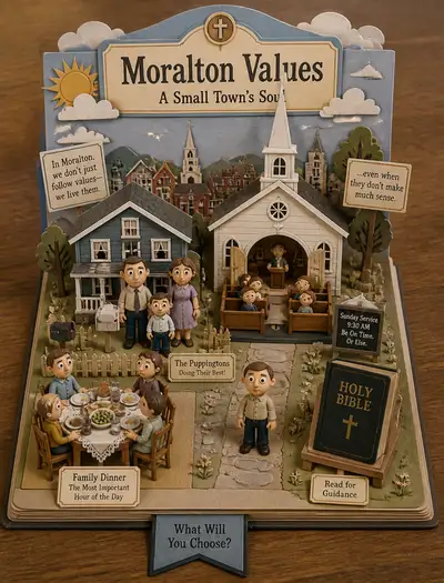 Diorama en papercraft de petite ville façon Moral Orel