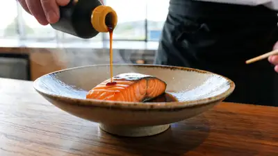 Teriyaki Salmon and Rice Food Video Prompt