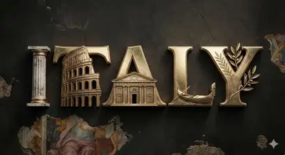Metallic 3D typography celebrating a country's culture