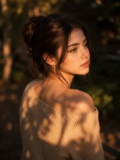 Filmisches Golden-Hour-Porträt mit Silhouettenschatten