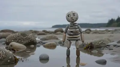 Prompt vidéo cinématographique en stop-motion d'une figure en pierre