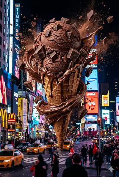 Hyperrealistic Ice Cream Cityscape Promo Photo