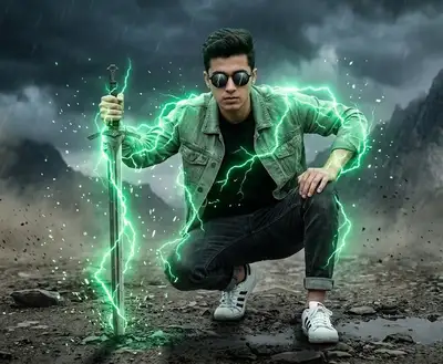 Hyper-Cinematic Electric Green Aura Portrait