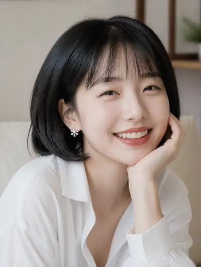 23-Year-Old East Asian Woman Bangs Portrait