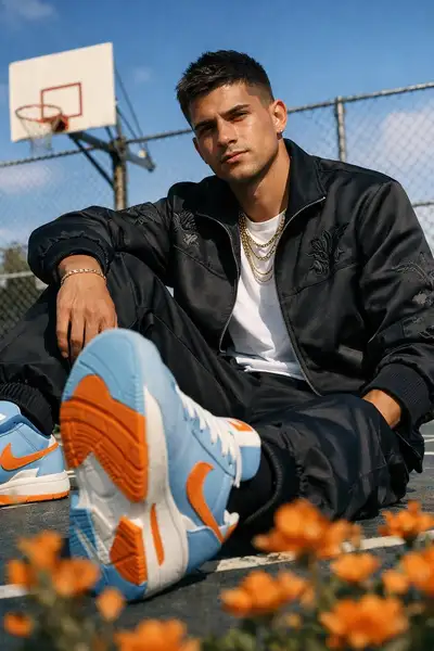 Cinematic Fashion Portrait on Basketball Court