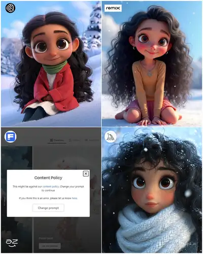 Disney Pixar Style Portrait of a Girl in Snow