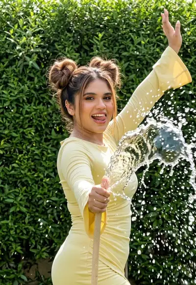 Sommergarten Wasserspritzer Fotorealistischer Prompt
