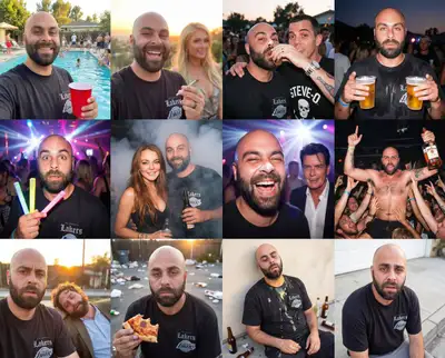 Évolution de photo de fête déchaînée à partir de votre selfie