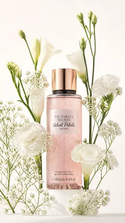 Fragrance Product Hero Shot with Floral Stems