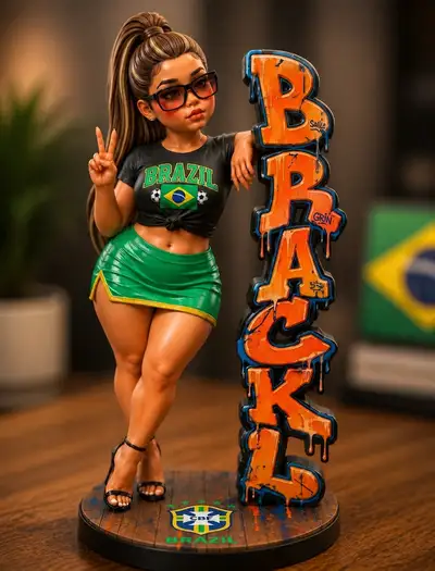 Render de figurina coleccionable de vinilo con temática de Brasil