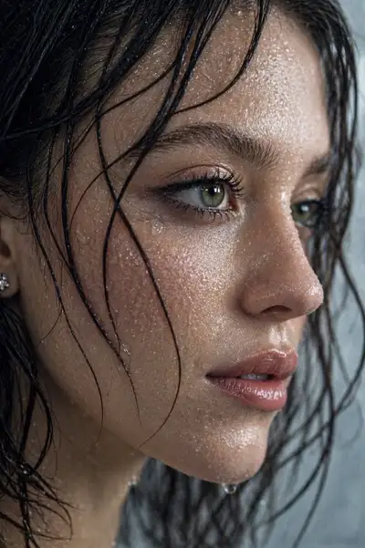 Wet Close-Up Portrait Prompt